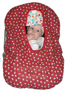 reversible car seat carrier cover with face flap and binky toy loop