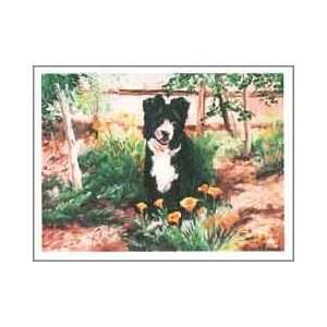 Border Collie in Flowers Notecards