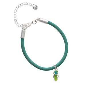   Flop with Blue Hibiscus Flower Charm on a Teal Malibu Charm Bracelet