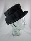 Vintage Ladies Black Straw Hat  