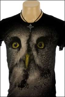 New Indie Rock Funky Tattoo Owl Bird Black Men T Shirt Size M  