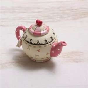  Junction 18 Teapot Kitchen Twist Timer Pink Floral Polka 