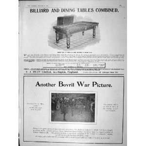   1902 BILLIARD TABLES RILEY BOVRIL WAR PICTURE ADVERT