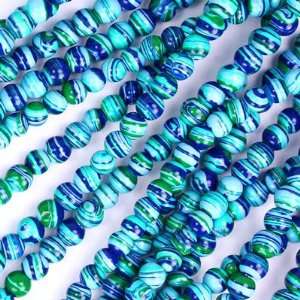  4mm Round Blue and Green Mosaic Gemstone Beads Arts 
