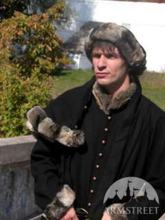 MEDIEVAL WOOL COAT TUNIC GARB   TAPPERT AND HOOD