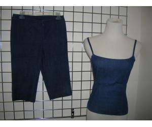 BETSEY JOHNSON blue denim outfit.Top has spaghetti straps with 