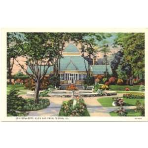   Vintage Postcard   Conservatory at Glen Oak Park   Peoria Illinois
