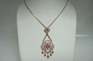 Unique Design 14Kt. Y.Gold Necklace W/Rubies & Diamonds  