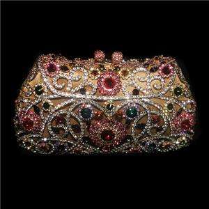   Purse Multi Austrian Rhinestone Crystal Clutch Evening Bag Blossom