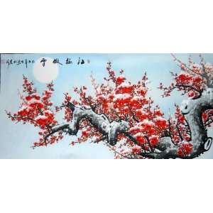   Chinese Painting Art  Red Plum blossom in Snow: Home & Kitchen