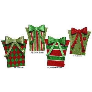   Glittered Christmas Presents Holiday Decor   Set of 4: Home & Kitchen