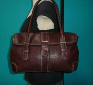   FOSSIL Brown Leather Medium Satchel Shoulder Bag Purse Boho  