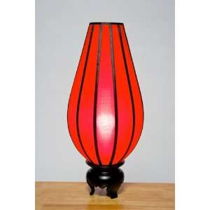  Large Serenity Lotus Silk Table Lamp   Red: Home & Kitchen