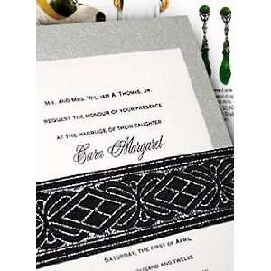  Wedding Invitations Kit Metallic Silver with Deco Wrap 