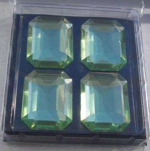 Scrapbooking Embelllishments 4 ACRYLIC RECTANGLES LIGHT GREEN Gems 
