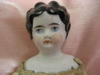   Parian China Porcelain Head Doll Leather Kid Body Bisque Hands  