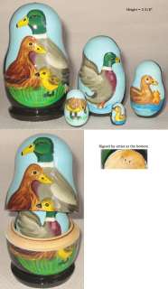 Ducks Family Russian nesting dolls 5pc Handmade LooK  
