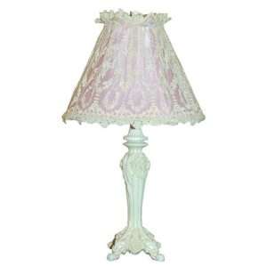  Cream Table Lamp with Cream Lace Overlay Shade: Home 