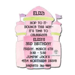 Personalized Bouncy Pink Girl Bounce House Invitations  