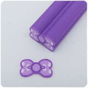 Polymer Clay Purple Bowknot Cane Nail Art Slice New R52  