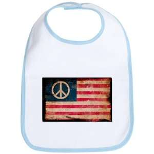    Baby Bib Sky Blue Worn US Flag Peace Symbol: Everything Else