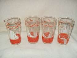   Set of 4 Sailing Ship Sailboat Decorated Glasses Tumblers Swanky Swigs