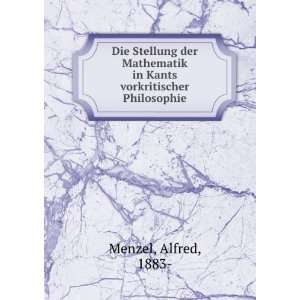   vorkritischer Philosophie Alfred, 1883  Menzel  Books