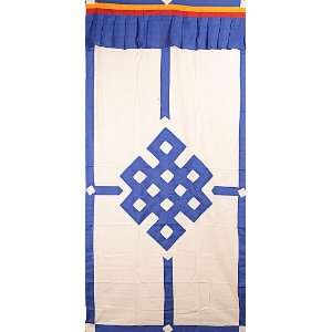 The Endless Knot (Ashtamangala)   Tibetan Altar Curtain   Pure Cotton 