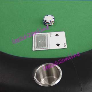 73 Casino Stainless Steel Cup Holders Poker Table Green + 1000 Poker 