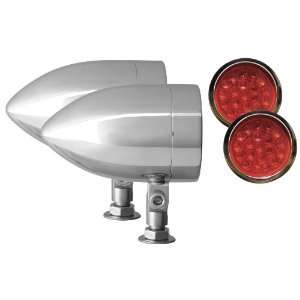   Smooth Chrome Target LED Motorcycle Bullet Light   Pair: Automotive