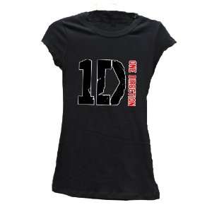  One Direction Logo T shirt Cotton Spandex Slim Fit BLACK 