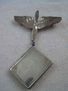 VTG STERLING WWII AIR FORCE WINGS W/ DANGLE LOCKET  NEW OLD STOCK 