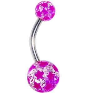  Purple Glitter Star Belly Ring: Jewelry