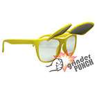   Mirrored Sunglasses Shade Sunnies Clear Lens Dark Vintag YELLOW