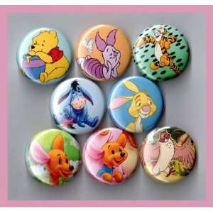  Winnie the Pooh Set of 8   1 Inch Buttons 