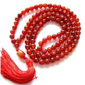  8mm 108 Red Agate Beads Buddhist Prayer Mala Necklace 