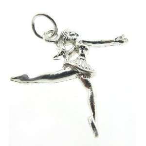   Silver 18 Figaro Chain Necklace with Charm Ballerina: Jewelry