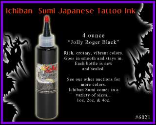 Ichiban Sumi Professional Tattoo Ink Pigment 4oz BLACK  