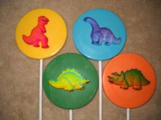 Chocolate Dinosaur Edible Suger Layon 3 Round Lollipop/Favor