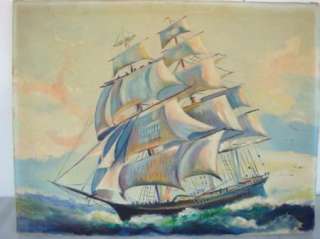 David Brownlow (1915 2008) Sailing Galleon Ship Seascape Oil Painting 