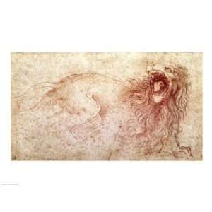  Sketch of a roaring lion   Poster by Leonardo Da Vinci 