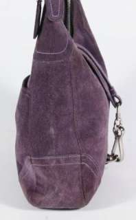 Coach Deep Purple Suede Handbag Shoulder Purse Leather Carryall 8A75 