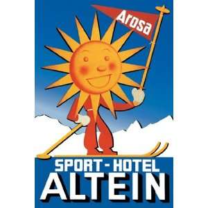  Sport Hotel Altein: Sun Headed Skier by Seiler 12x18 