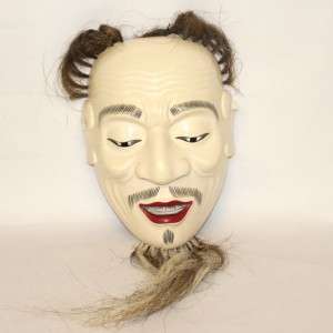 Japanese Style Mask High Quality Noh Warai jo Hand Carved Wood  