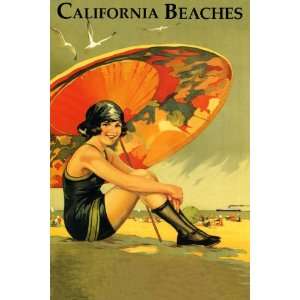  BEAUTIFUL GIRL ON THE BEACH CALIFORNIA LARGE VINTAGE 