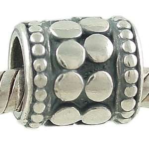 Antique Style Sterling Silver Dotted Bead for European Charm Bracelet 