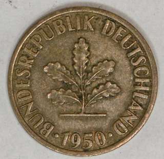 1950 F West Germany 10 Pfennig Federal Republic  