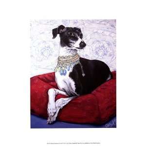 Italian Greyhound on Red Finest LAMINATED Print Carol Dillon 13x19