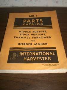 INTERNATIONAL HARVESTER MIDDLE BUSTERS PARTS CATALOG  