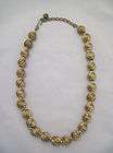 Vintage NAPIER GOLD TONE BALL NECKLACE SWIRL RIBBED 17
